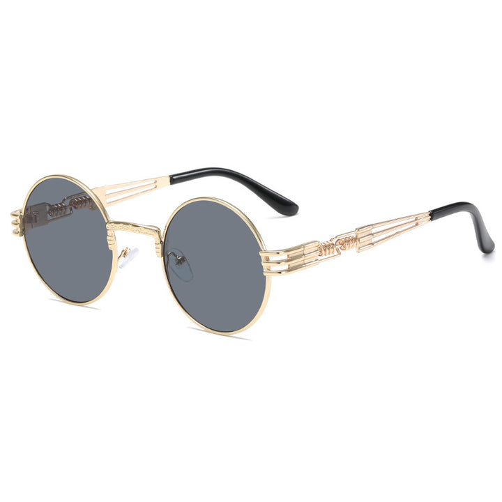 Women's Retro-Inspired Round Sunglasses with Unique Metal Frame Bowlift