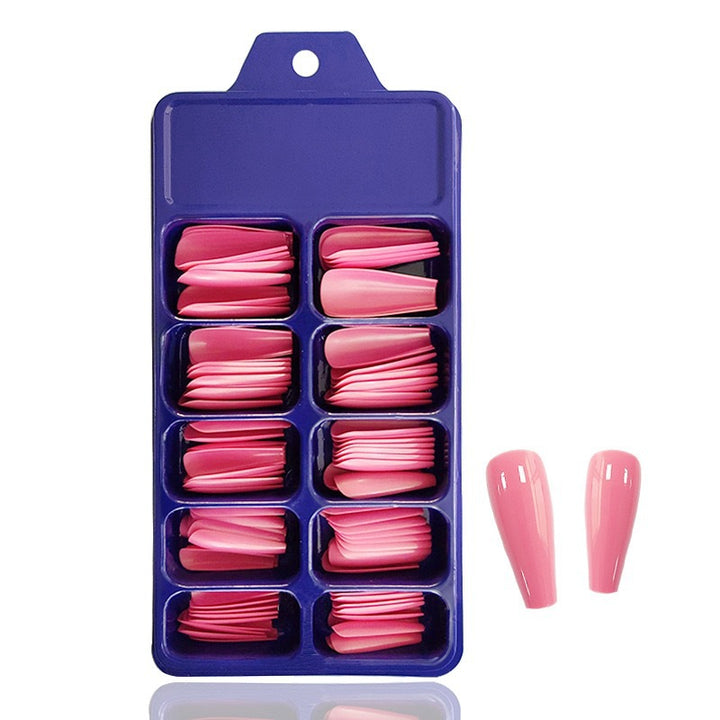 Artificial nails with long French tip design Bowlift