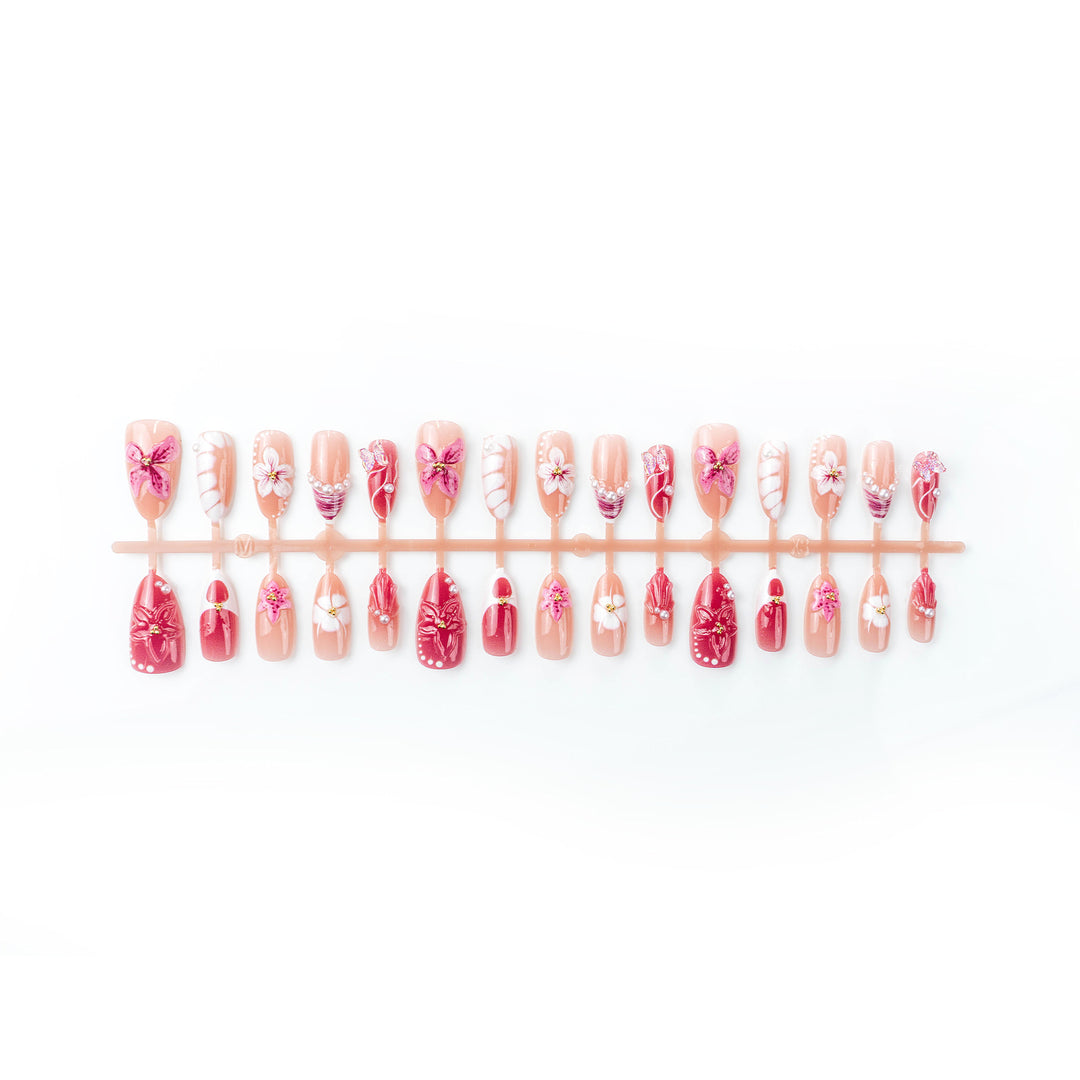 Detailed Floral Design Press-On Nails Bowlift