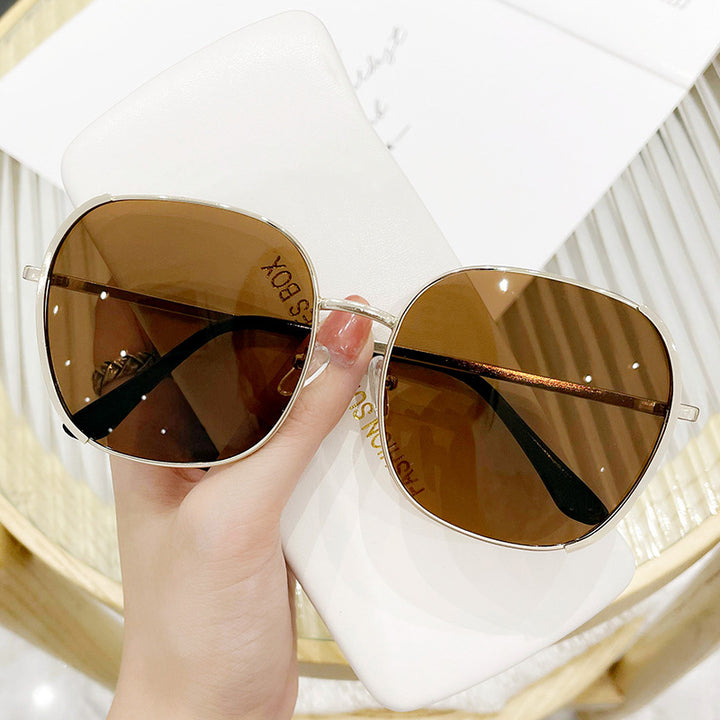 Women's large square sunglasses with high-quality metal frame Bowlift