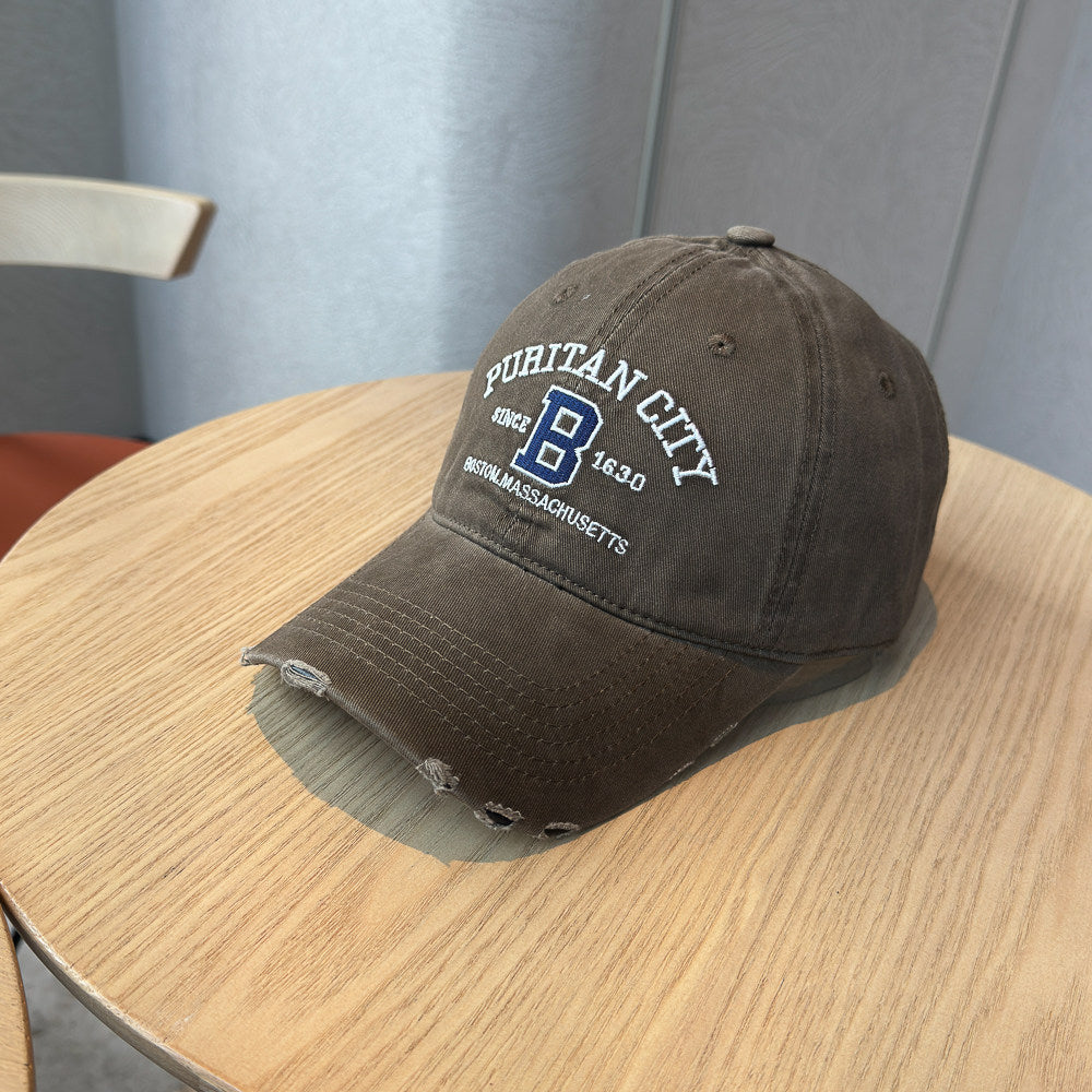 Men's Distressed Cotton Baseball Cap Bowlift 1784270269