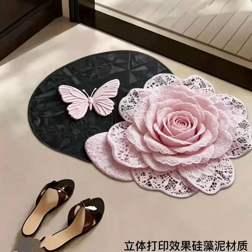 Decorative 3D Rose and Butterfly Mat