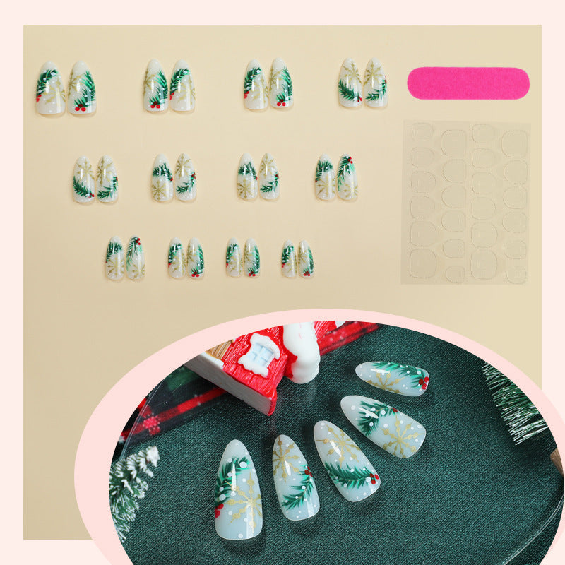 Artificial nail set with festive winter design Bowlift