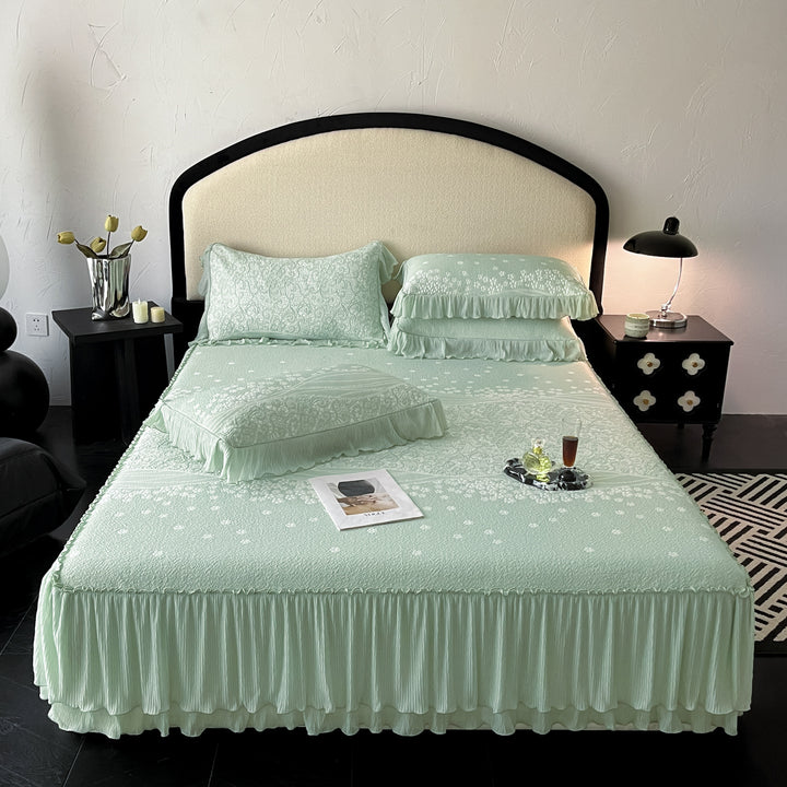 Ruffled Embellished Bedspread Set