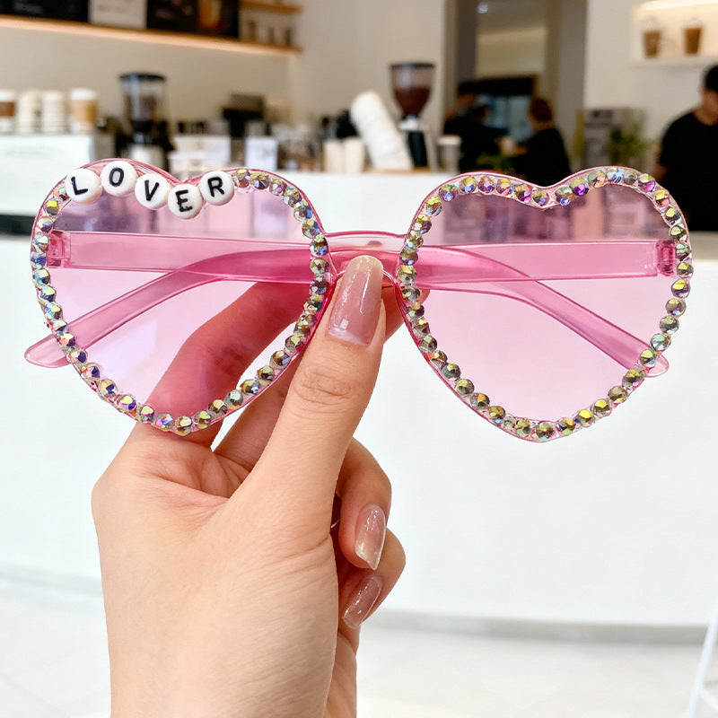 Heart-Shaped Rhinestone-Embellished Sunglasses Bowlift 1787141205