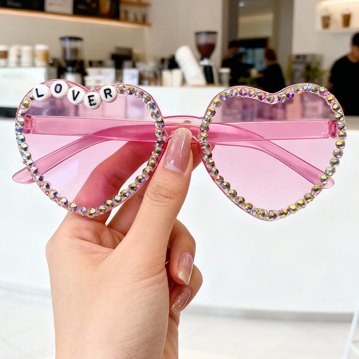 Heart-Shaped Rhinestone-Embellished Sunglasses Bowlift 1787141205