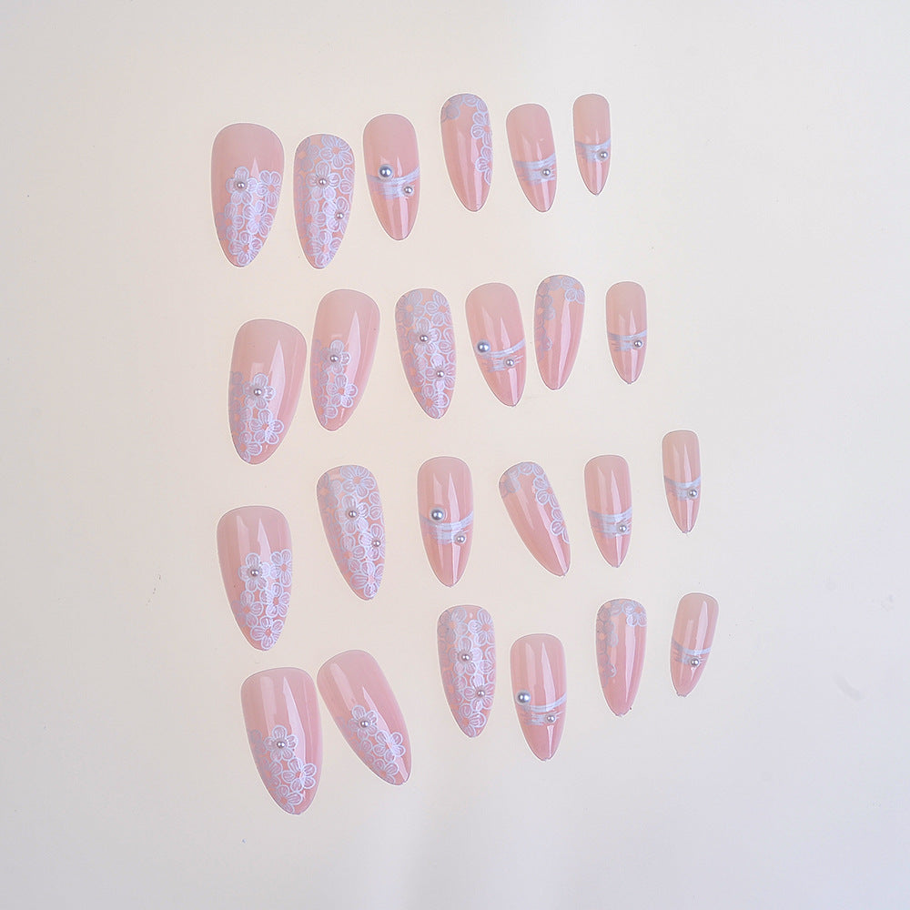 Elegant Floral-Accent Press-On Nails Bowlift