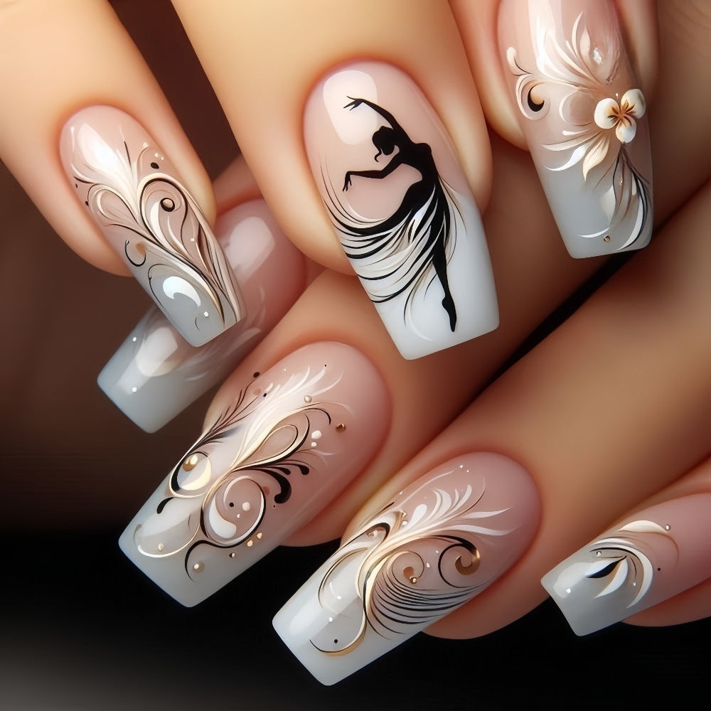Elegant artificial nails with floral designs Bowlift