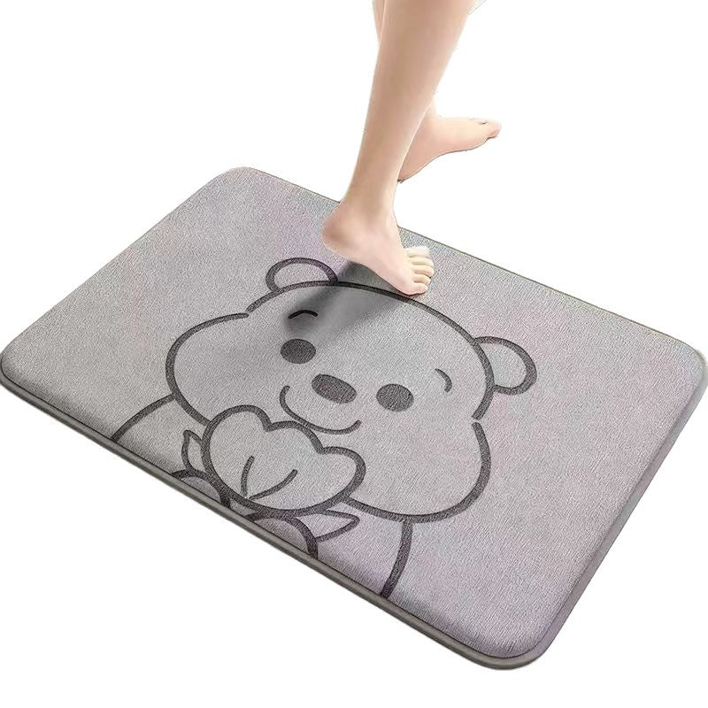 Absorbent Cartoon-Themed Bath Mat Bowlift
