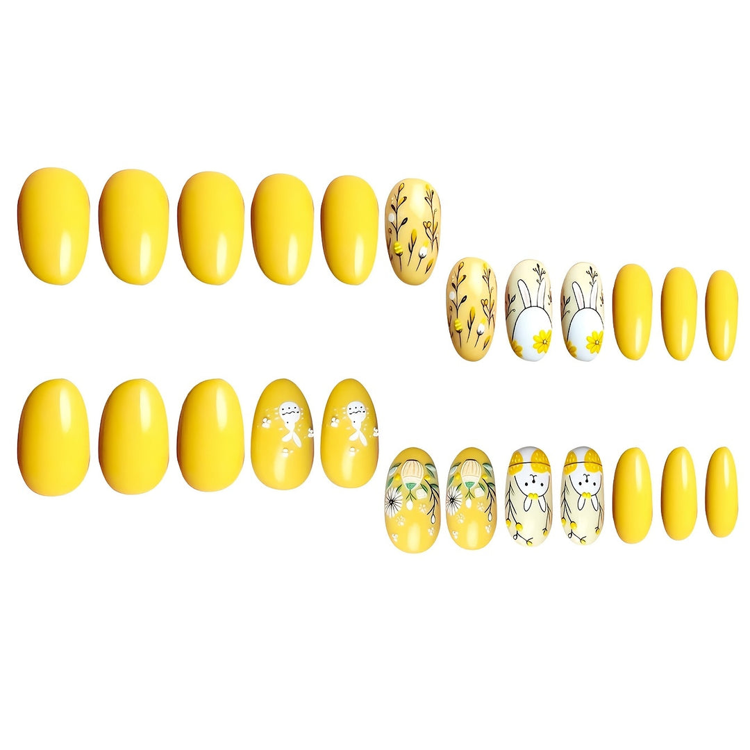 Bunny-Themed Easter Press-On Nail Art Bowlift