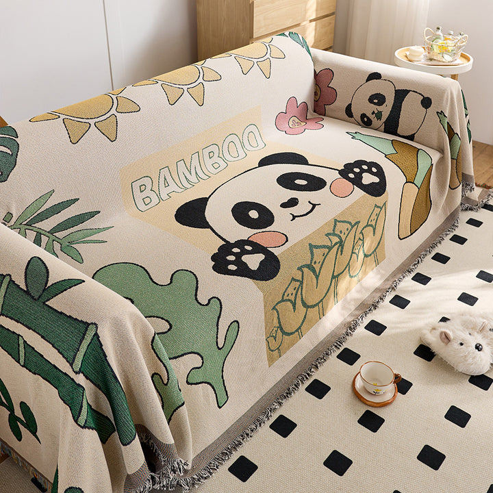 Playful Cartoon Print Sofa Throw Blanket