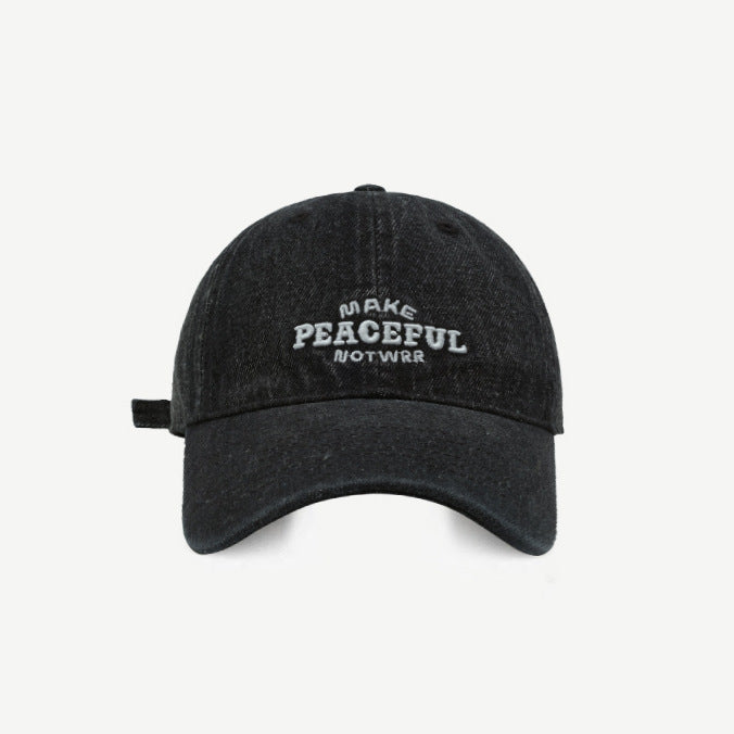Women's Distressed Denim Embroidered Cap Bowlift
