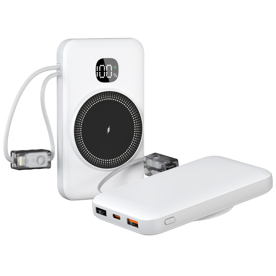 Portable power bank with integrated inductive fast charging function and LED charging status indicator Bowlift