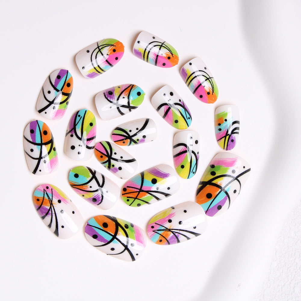 Artistic Abstract Pattern Press-On Nails Bowlift