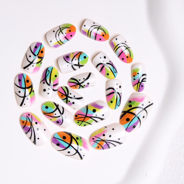 Artistic Abstract Pattern Press-On Nails Bowlift