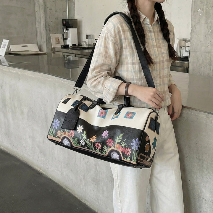 Floral Print Canvas Duffle Bag Bowlift
