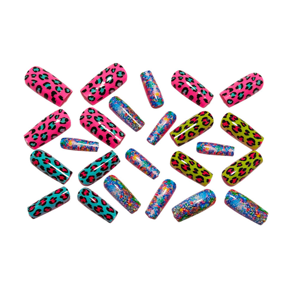 Colorful art nail creation with leopard motif Bowlift