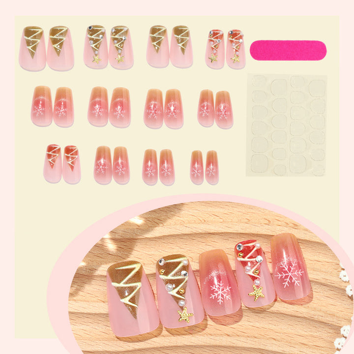 Holiday-Themed Press-On Nail Set with Beautiful Decorative Embellishments Bowlift
