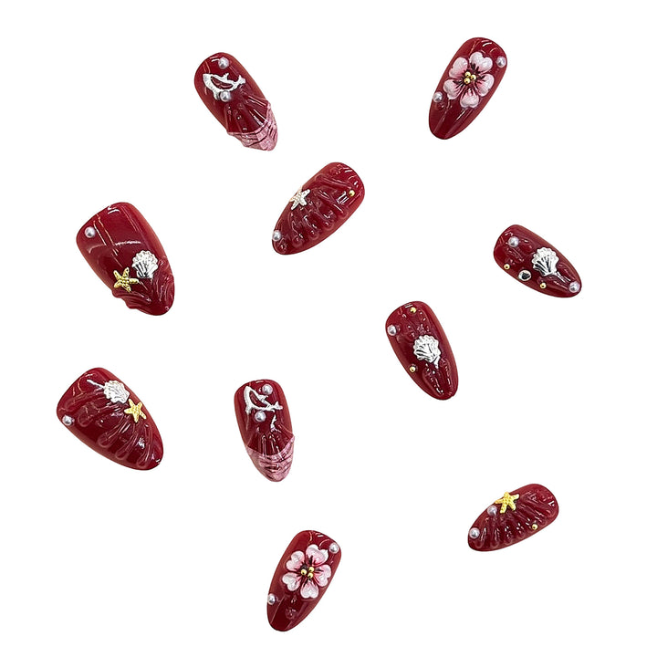 Artistic Floral Design Press-On Nail Set Bowlift 1787225330