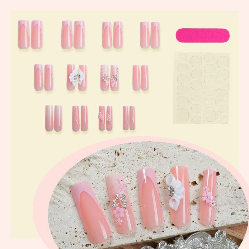 Artificial Nail Set with Delicate Floral Accents Bowlift