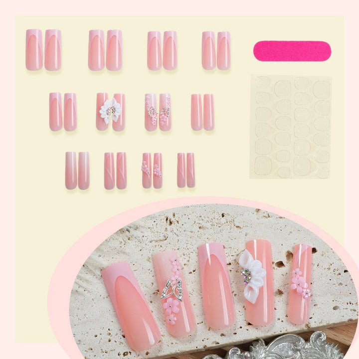 Artificial Nail Set with Delicate Floral Accents Bowlift