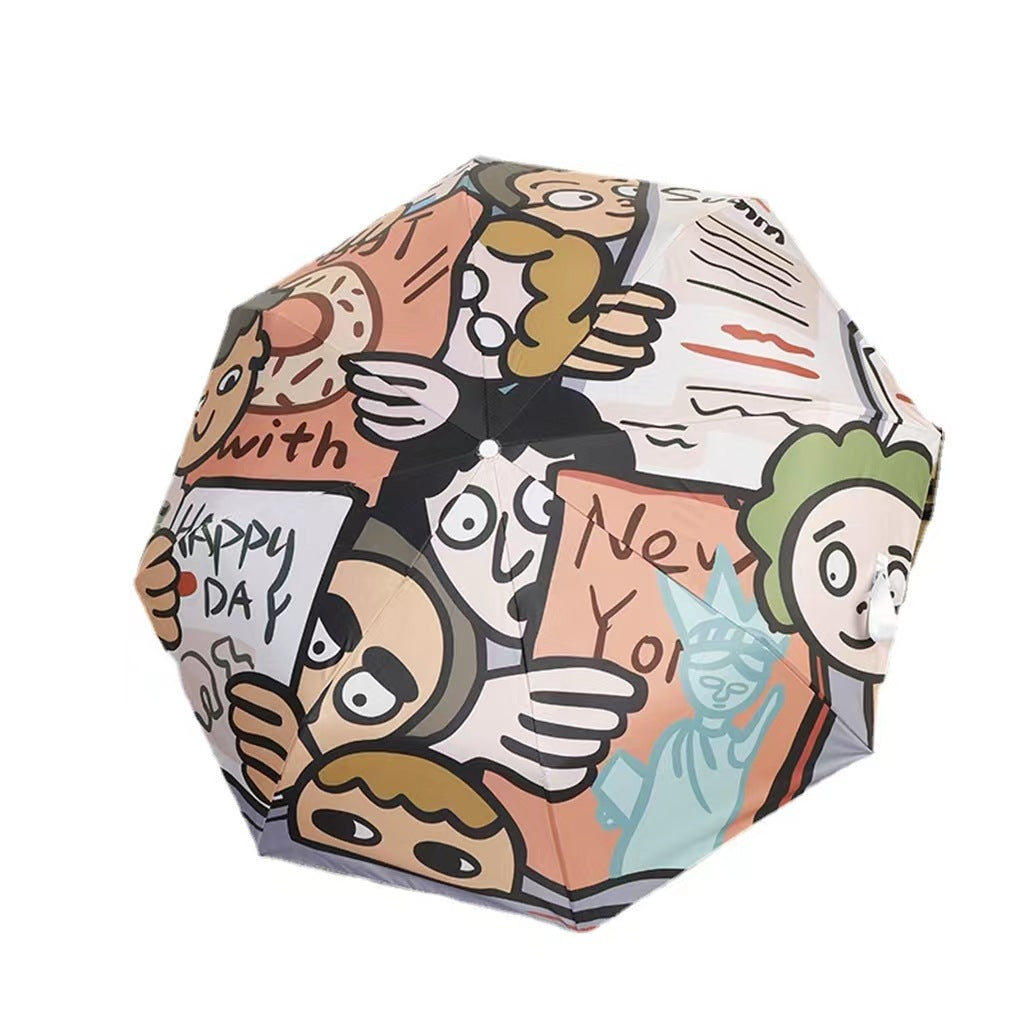 Women's folding umbrella with colorful animal design and durable frame Bowlift