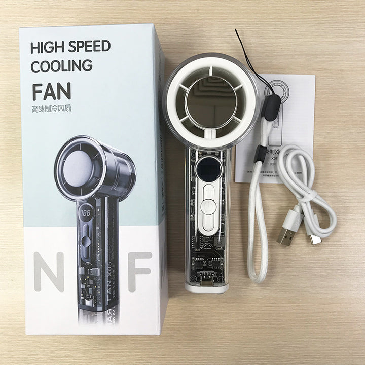 Cooling transparent handheld bladeless high-speed portable USB rechargeable fan Bowlift