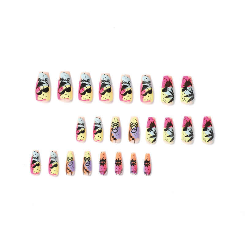 Creative artificial nails with colorful designs Bowlift