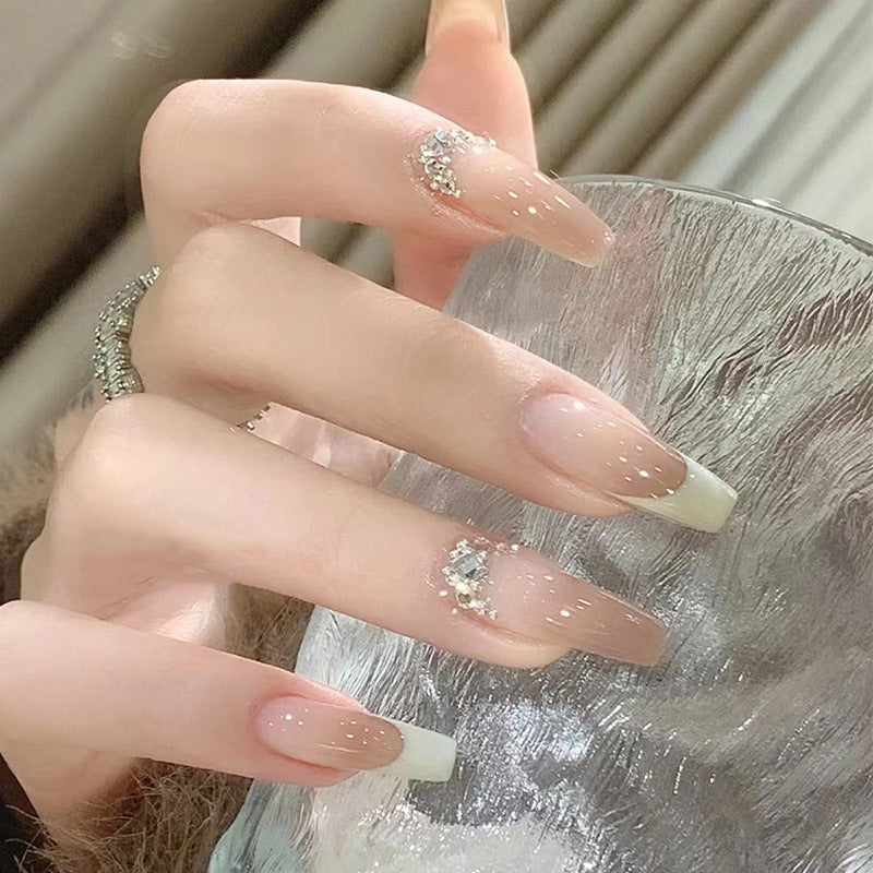 Decorative Press-On Nail Tips with Rhinestone Accent Bowlift