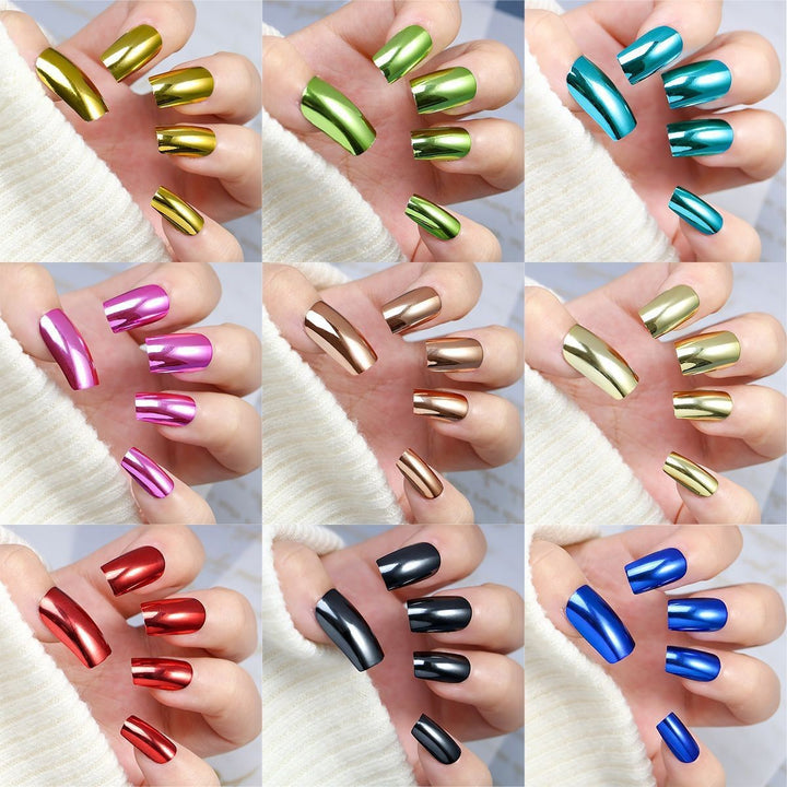 Glossy Metallic Press-On Nail Art Bowlift