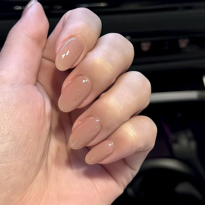 Glossy Almond-Shaped Press-On Nails Bowlift