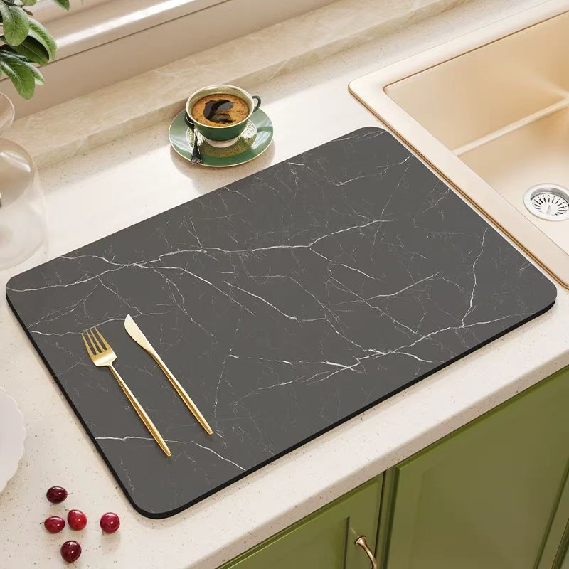 Marble-Patterned Kitchen Mat