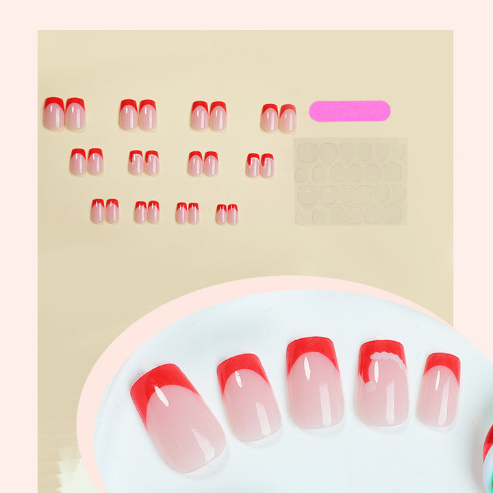 Artistic French Tip Press-On Nails Bowlift