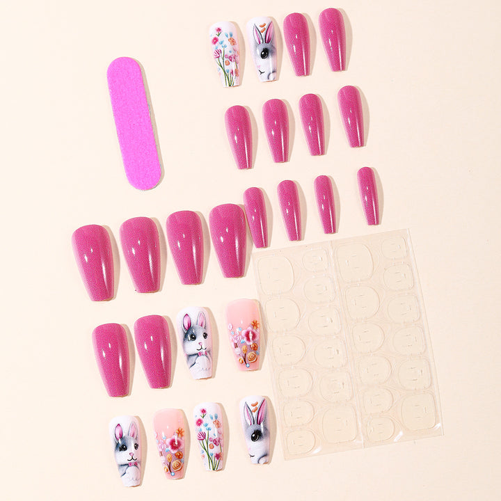 Artistic 3D Bunny and Floral Nail Art Bowlift