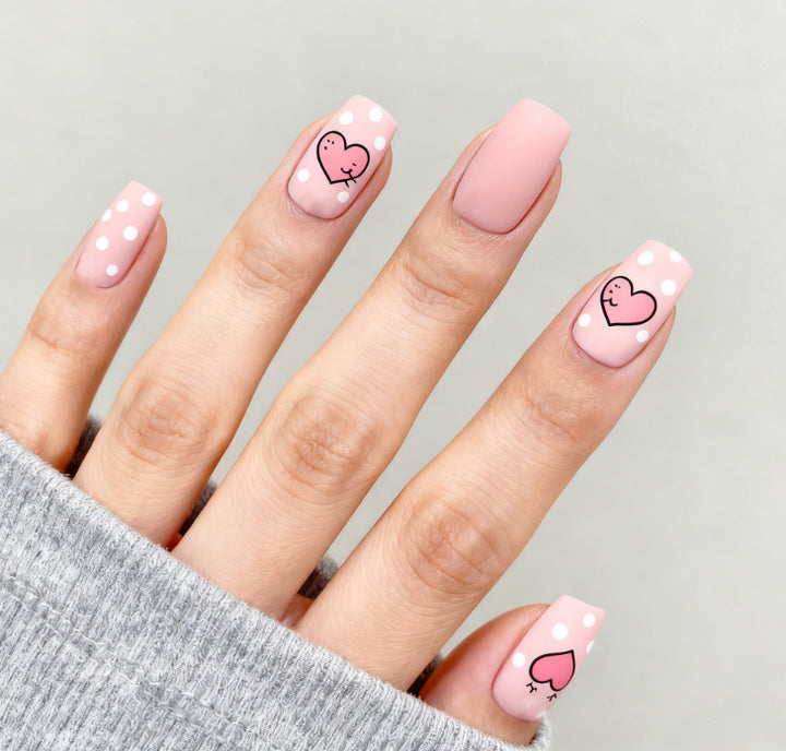 Heart-Embellished Gradient Nail Art Design Bowlift