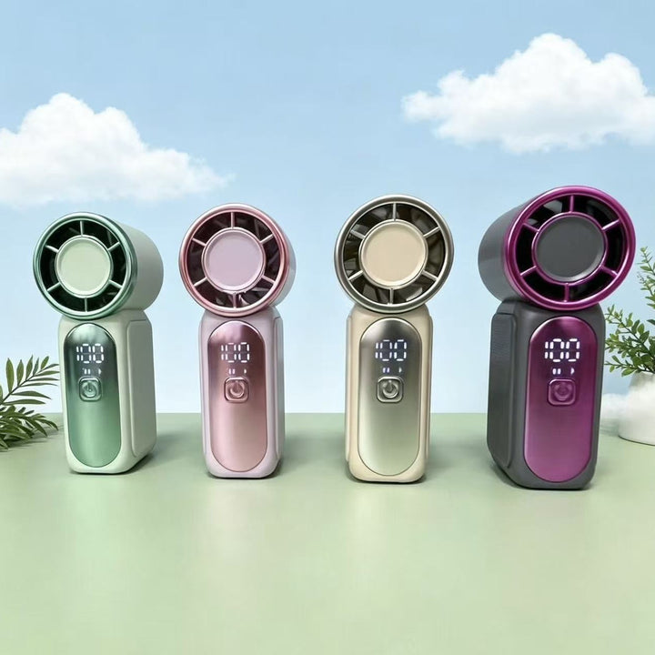 Cooling portable rechargeable handheld bladeless mini fan with digital LED display Bowlift