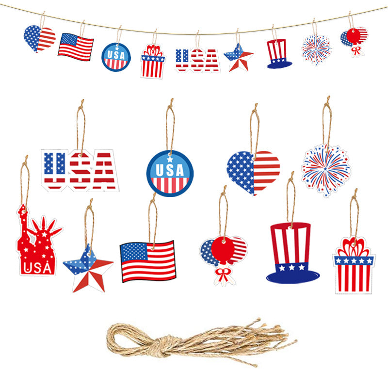 Unisex paper star-shaped tag with USA motif and jute cord Bowlift
