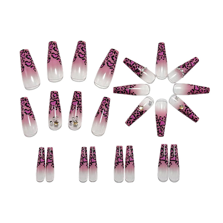 Artificial nails with leopard pattern and rhinestone details Bowlift