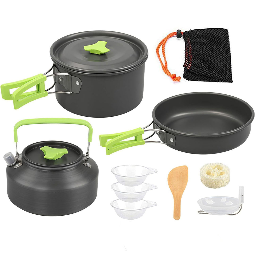 lightweight collapsible camping cookware kit with nonstick anodized pots pan kettle and folding handles Bowlift