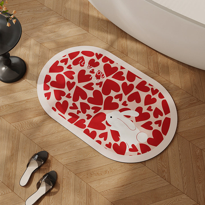 Heart-Shaped Floral Bath Mat Bowlift