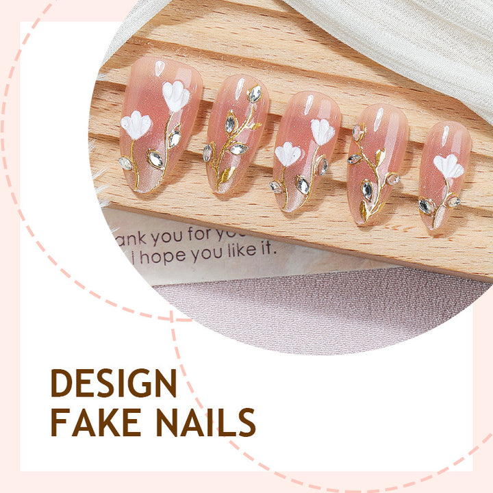 Art Nail Set with Elegant Floral Decorations Bowlift