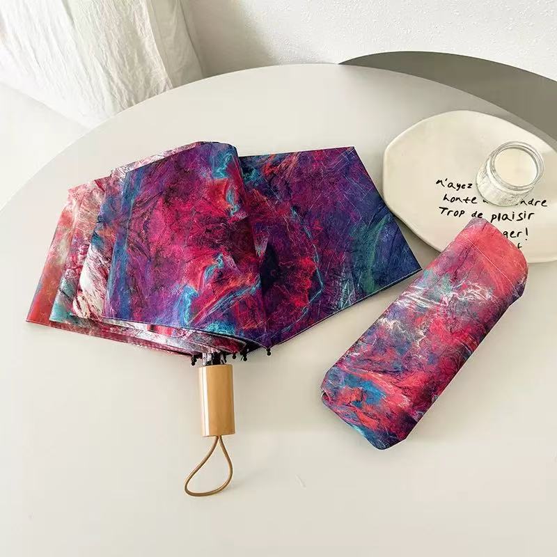 Women's Folding Umbrella with Creative Art Design Bowlift