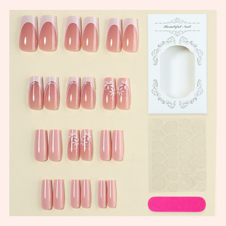 Decorative Press-On Nail Art Set with Floral Designs Bowlift