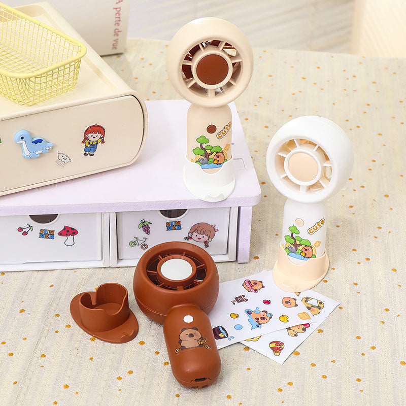 Women's Portable Mini Fan with Cute Bear Design Bowlift