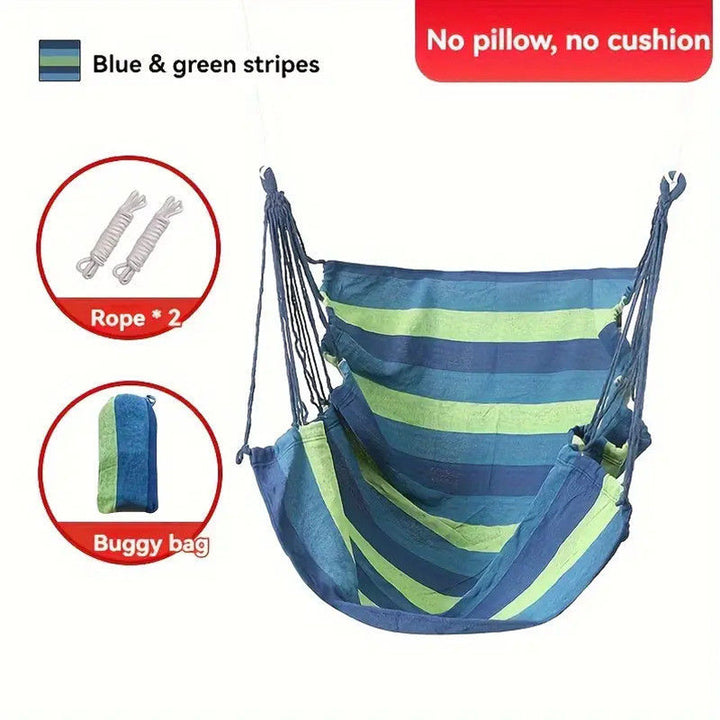 Hanging hammock chair with reinforced cotton canvas and integrated arm pockets Bowlift