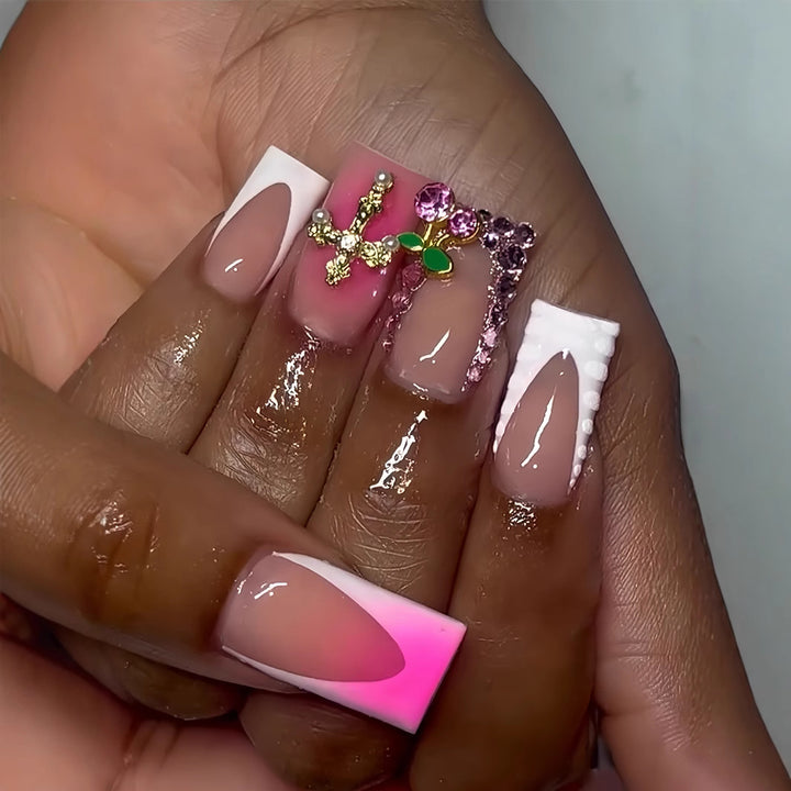 Glamorous Rhinestone-Embellished Nail Art Extensions Bowlift