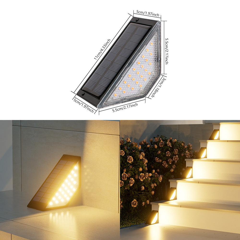 Triangular Solar LED Corner Step Light With High-Efficiency Photovoltaic Panel And Waterproof Housing Bowlift
