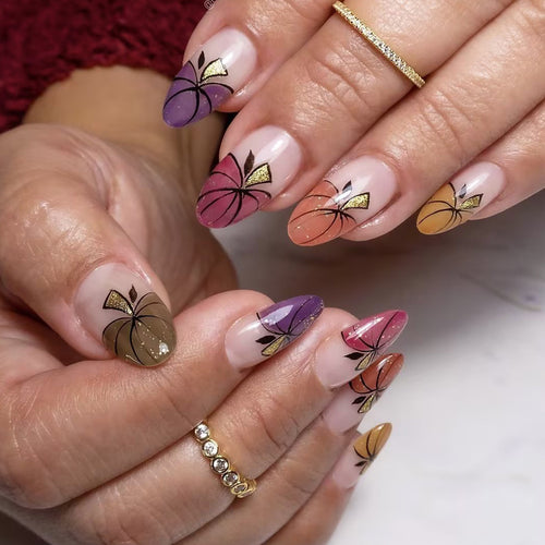 Abstract Floral Art Press-On Nails Bowlift