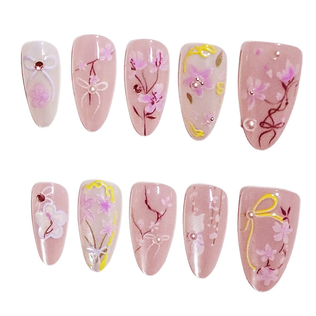 Floral Pattern Gel Nail Art Bowlift