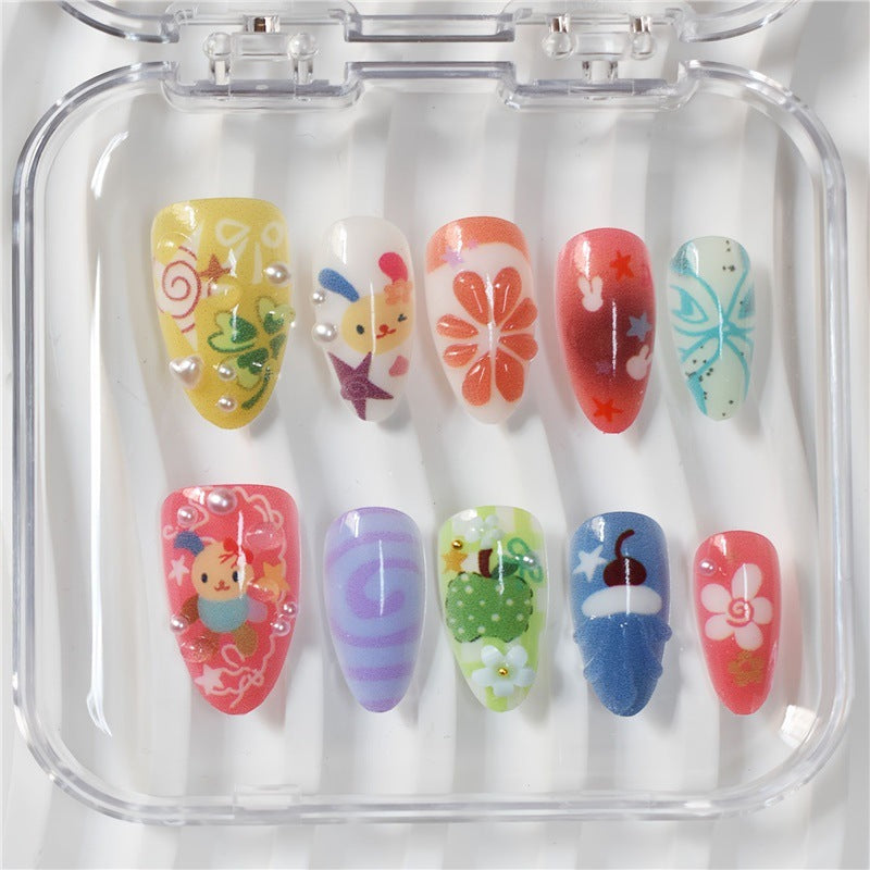 Artistic Cartoon-Themed Press-On Nail Art Set Bowlift